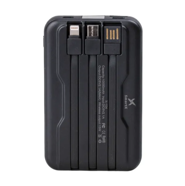 Повербанк 10000 mAh з бездротовою зарядкою USB-С/USB-A/microUSB/Apple Lightning 3 шнури в комплекті X104 / Smart X фото
