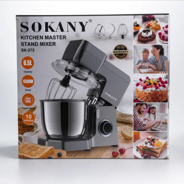 Міксер планетарний Sokany SK-272 з 3 насадками та чашею на 6.5 л 1500 Вт  SK-272 фото